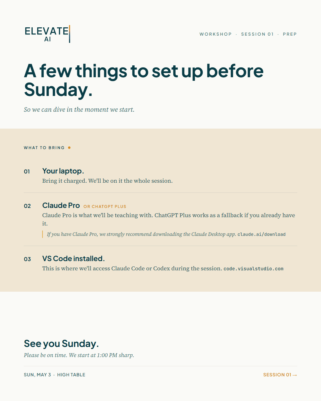 workshop flyer, event collateral.