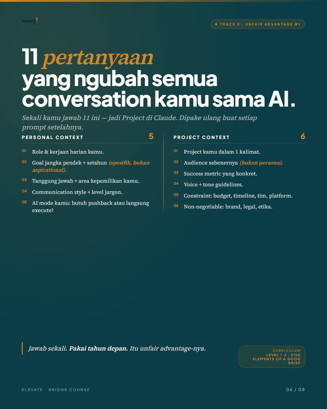 eleven questions framework, typography slide.