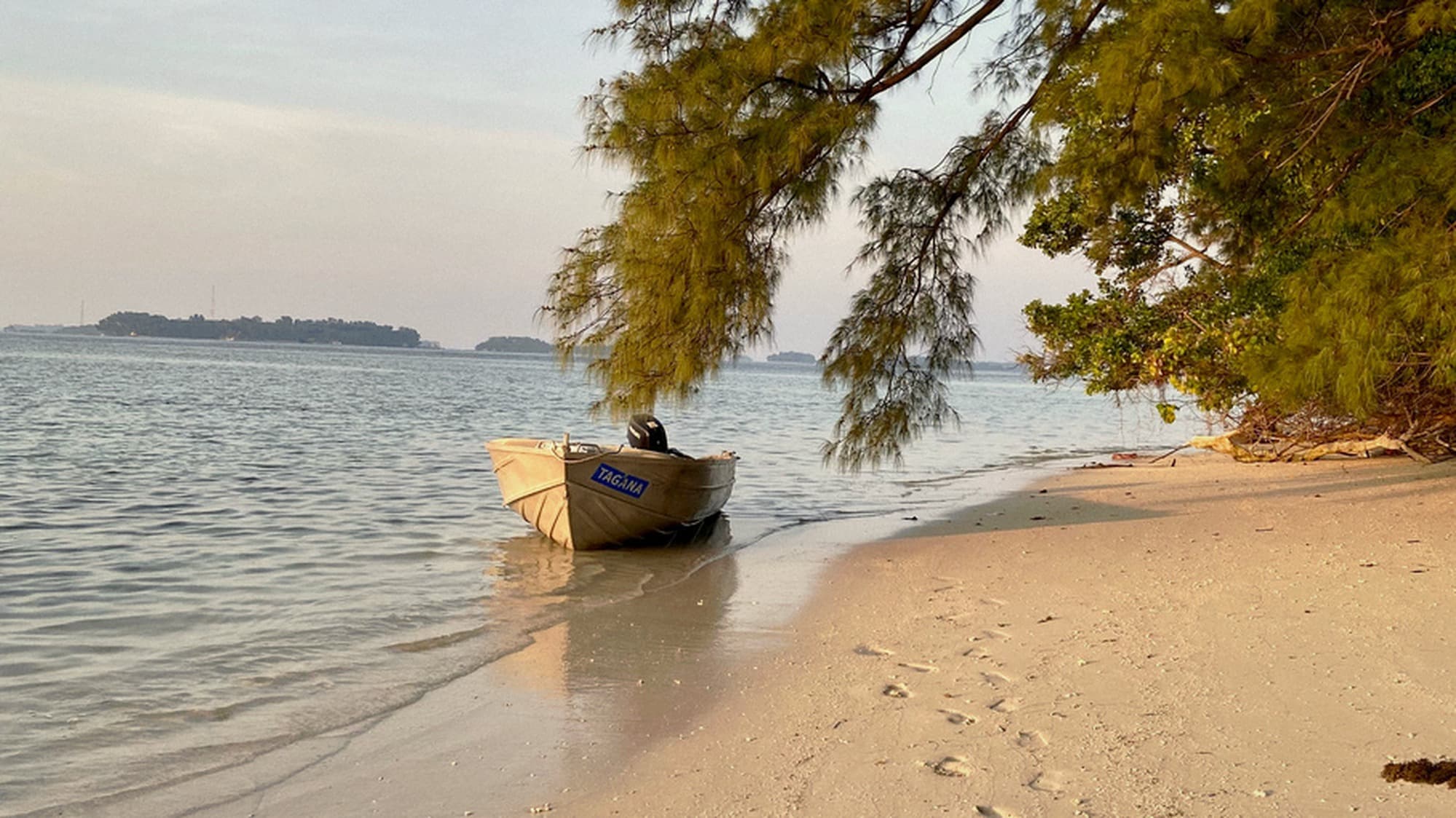 speedboat arriving at the jetty.